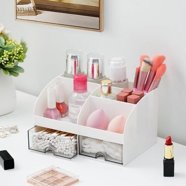 VITVITI Toothbrush Holder for Bathroom Electric Toothbrush Holder Bathroom Organizer with 2 Drawers Storage for Toothpaste Cosmetics Makeup Organizer Cosmetic Storage Box