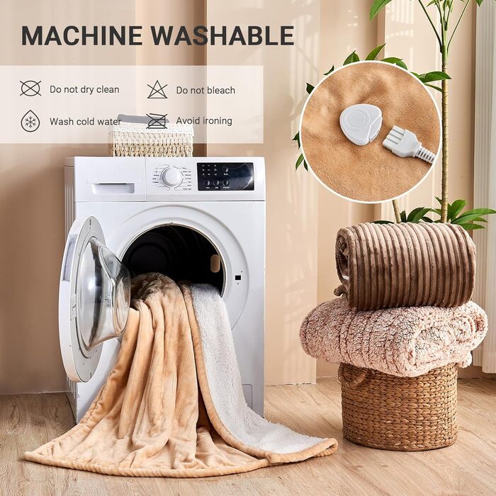 Електрична ковдра з підігрівом 130x180 см з автовимкненням, 10 режимів нагріву, захист від перегріву, машинне прання, для теплих ночей (Хакі, 130 x 180 см)