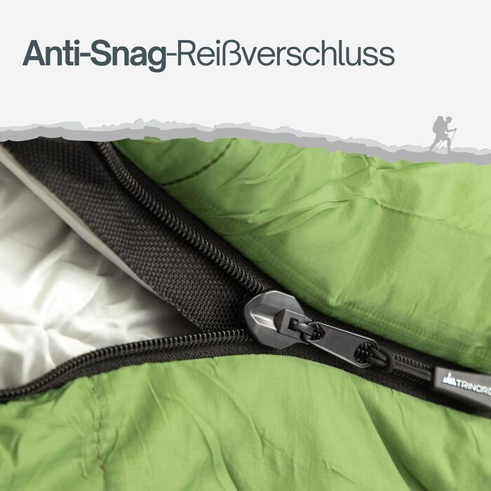 Trinordic 700g Ultralight Down Sleeping Bag - Anti-Snag Zipper - Compact Summer Sleeping Bag for Adults - Outdoor Hiking, Backpacking, Bikepacking & Travel