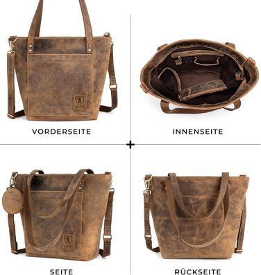 Сумка через плече Berliner Bags Verona Vintage з натуральної шкіри (Волоський горіх) - велика жіноча сумка-шопер з YKK-застібкою