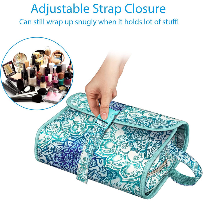 Fintie Косметичка-органайзер для подорожей, велика водонепроникна сумка для макіяжу, блакитного кольору, для жінок та дівчат