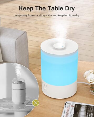 Зволожувач повітря Maxcio Top-Fill 2.5л з ультразвуком, RGB-підсвічуванням та аромадифузором, BPA-Free, 360° форсунки, до 30 годин роботи, 28dB, для спальні, дитячої кімнати та рослин