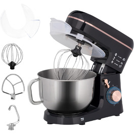 Кухонна машина HOMCOM 1400W з чашею 5.5л з нержавіючої сталі, 6 швидкостей, міксер для тіста та приготування їжі