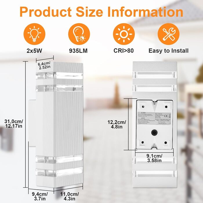 LED вуличний світильник CELAVY - вулична бра, IP65, GU10, 3000K, для дому та тераси, сірий