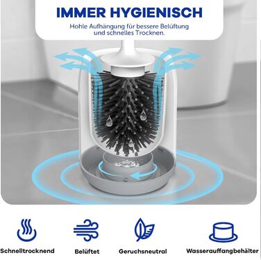 Силіконова щітка для унітазу Klobürste - антибактеріальна, з кріпленням на стіну, швидковисихаюча, для глибокого очищення, без розбризкування