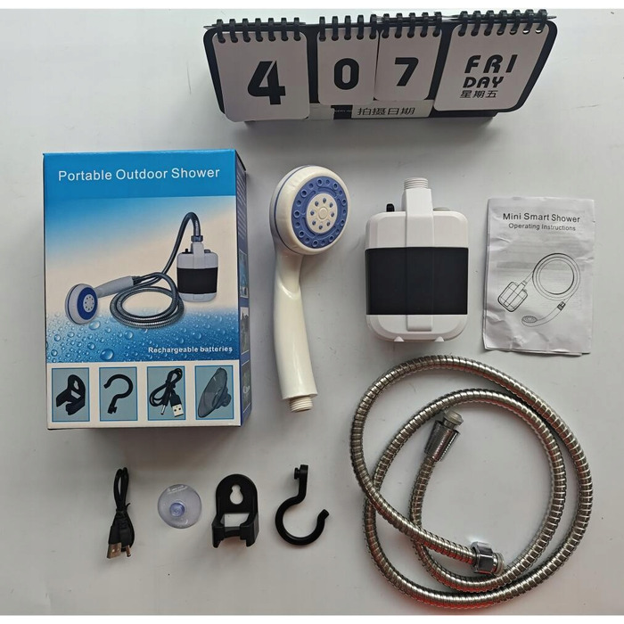 Акумуляторний мобільний душ із присоскою та гачком, 2200 мАг