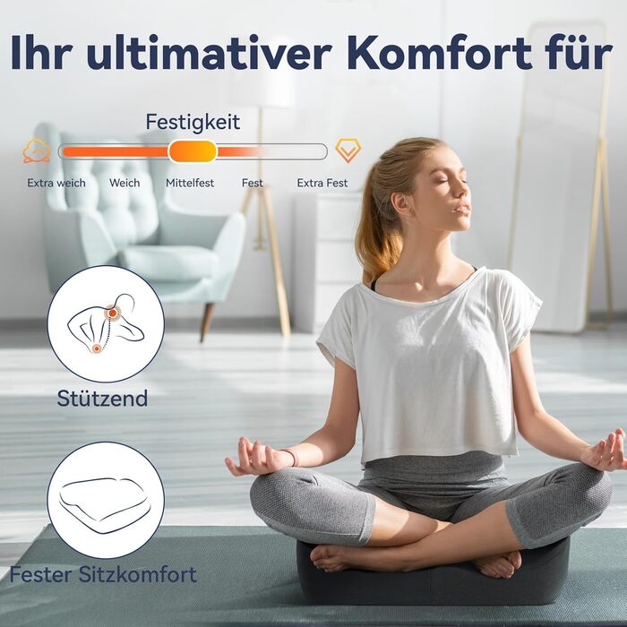 Подушка для сидіння з піни Memory Foam SKYNY для офісного крісла, авто, інвалідного візка - велика, знімний нековзкий чохол, комфорт на весь день