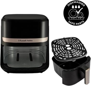 Russell Hobbs Rapid Air Fryer 4.3L - Quiet & Compact Air Fryer with 9 Programs, Touchscreen, Grill, Bake & Fry