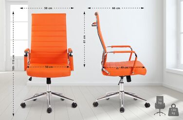 Офісний стілець Kolumbus з штучної шкіри, регульована висота, помаранчевий колір