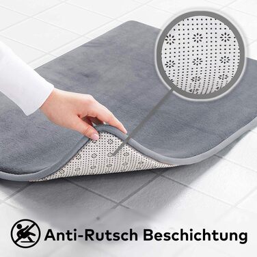 Килимок для ванної кімнати Wolke sieben з ефектом пам'яті (Memory Foam), протиковзкий та гігроскопічний, сірий, 43 x 61 см