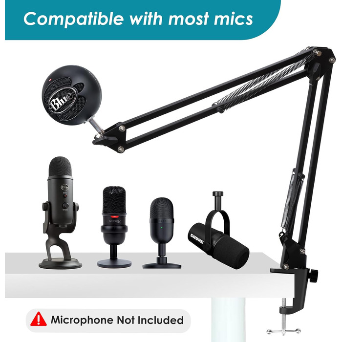 Тримач для мікрофона YOUSHARES - сумісний з HyperX QuadCast, Blue Yeti, Rode, Fifine AM8, Razer Seiren Mini/V3 Mini