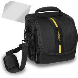 Сумка для камери PEDEA 'Essex' з захисною плівкою для дисплея (M, чорний/жовтий)