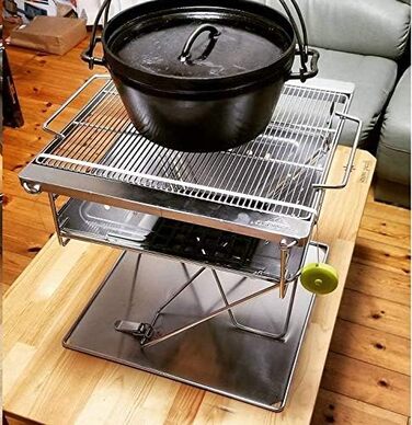 CAMPINGMOON Portable Stainless Steel Wood Grill and Fire Pit 20 inches with Carry Bag MT-055