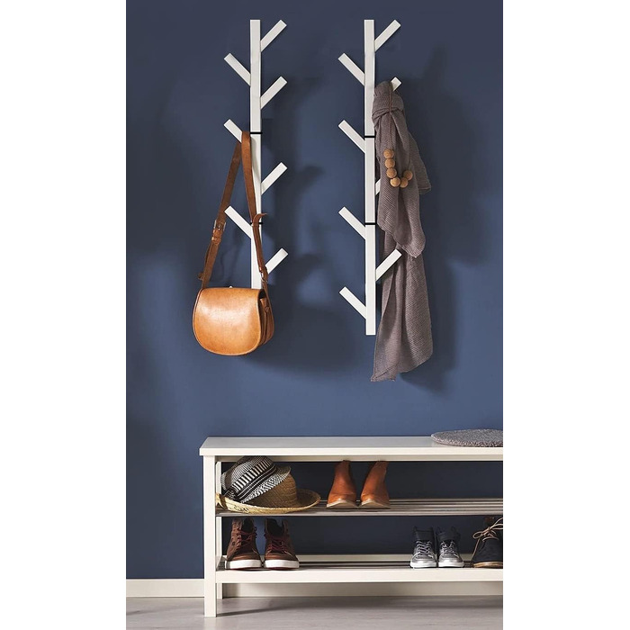 Premium Racks Coat Rack and Hat Shelf – modern design – wall-mounted – stylish – (White/Opulent Garden)