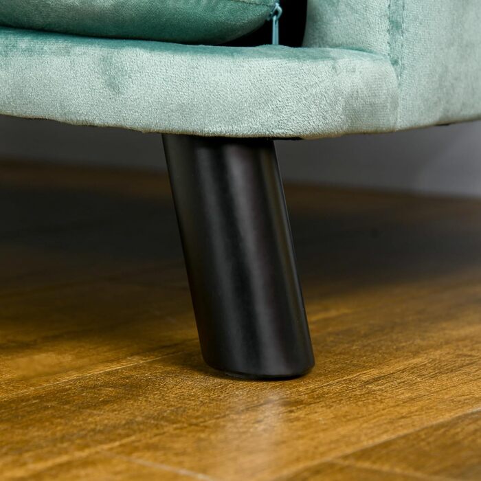 PawHut Софа для собак, диван для котів, зелений, з підголівником та дерев'яними ніжками, для собак середнього розміру до 25 кг