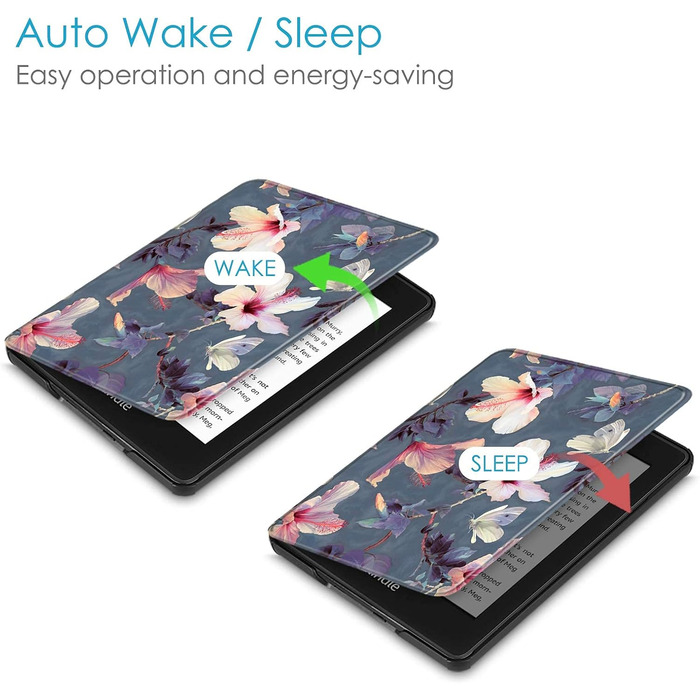 Водонепроникний чохол Fintie для Kindle Paperwhite 10 (2018) з авто-ввімкненням/вимкненням, модель PQ94WIF, з малюнком 'Цвітучий гібіскус'
