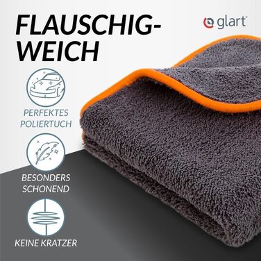 Мікрофібра для автомобіля Glart 443TPO4, набір 12 шт, 40x40 см, 600 GSM, серветки для полірування та чищення авто