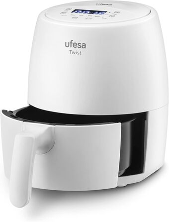 Фритюрниця Ufesa Twist з гарячим повітрям, 2л, 6 програм, 1200W, таймер, 80-200°C, без BPA, антипригарне покриття, Cool-Touch, білий, ексклюзив Amazon