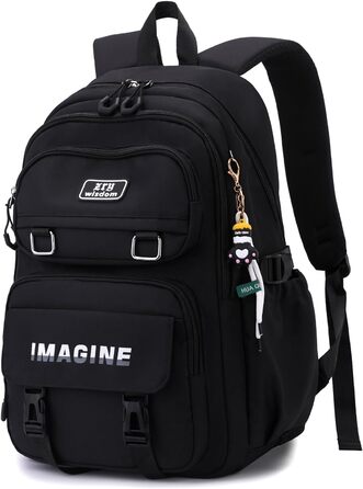 Шкільний рюкзак Tanou для дівчаток-підлітків, велика місткість, водонепроникний, чорний, 9573#