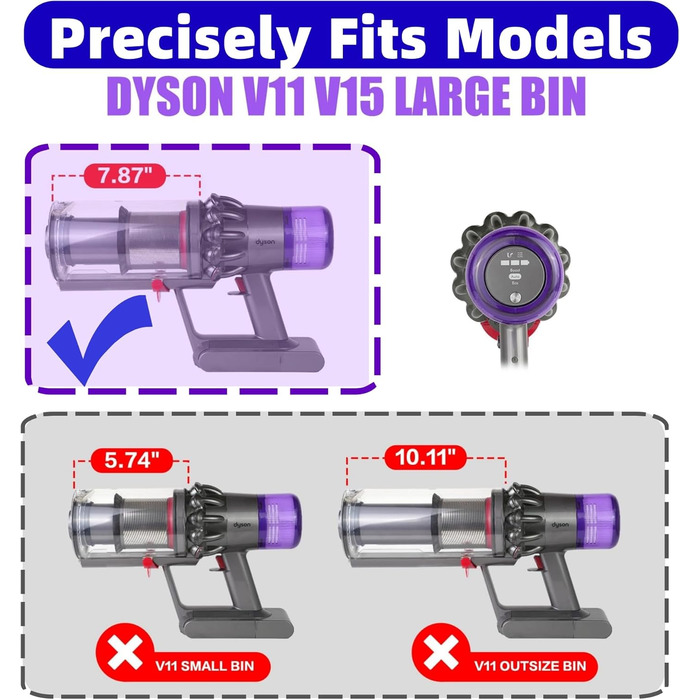 Замінник HEPA-фільтра та контейнера для пилу Dyson V11 V15 SV14 SV17 SV22 SV28. Сумісний з 970013-02/970013-03