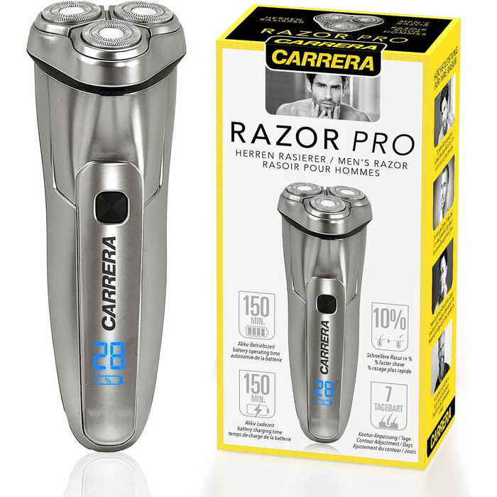 Електричний чоловічий верстат для гоління Carrera Rotationsrasierer - гоління мокрою та сухою, для чутливої шкіри