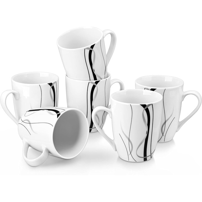 VEWEET Porcelain Coffee Cups 'Fiona' 6-Piece Set | Capacity 350 ml, Height 10.2 cm | Complement to the 'Fiona' tableware set | Coffee cups and teacups for 6 people