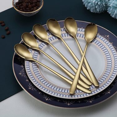 Набір ложок HOMQUEN (6 шт.) з нержавіючої сталі: для кави, коктейлів, чаю (чорний)