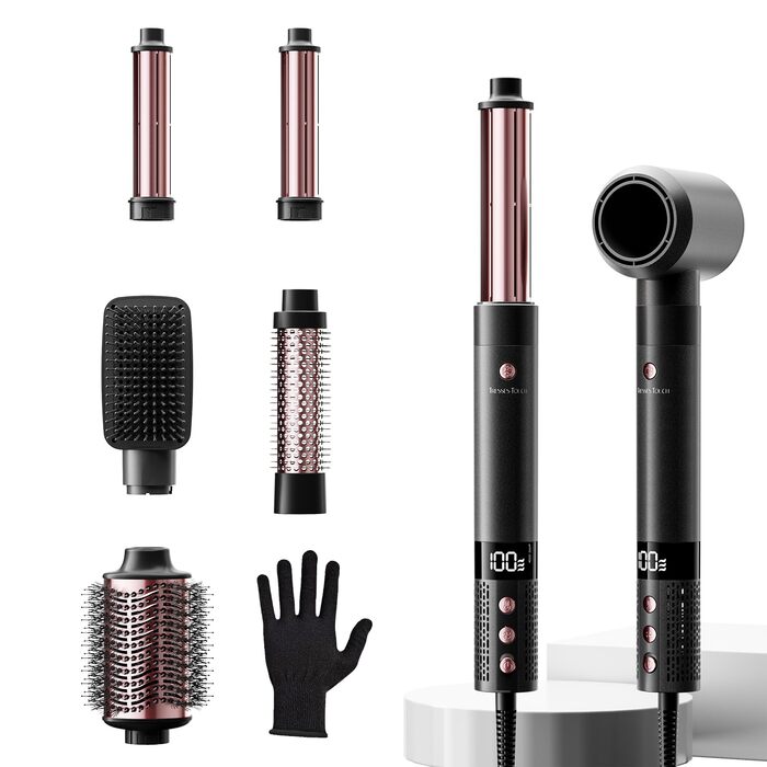 Airstyler 6-в-1: Фен-щітка, локони, об'єм, випрямлення, сушка волосся (Rose Gold)