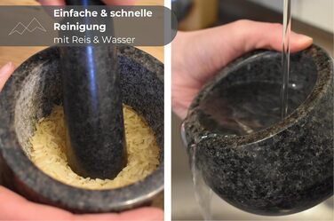 Гранітний ступка з товчником BERGART - ступка з високоякісного граніту, довговічна, для трав, спецій та песто