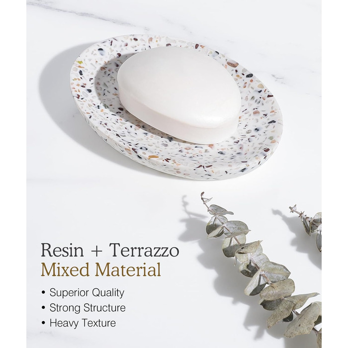Підставка для мила Luxspire з кераміки, антиковзаюча, білий мармур, для ванної кімнати, душу та кухні