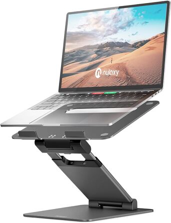 NULAXY Adjustable Laptop Stand - Ergonomic, Portable, Foldable, Supports 10kg, 10-17 inch Compatible - Space Grey
