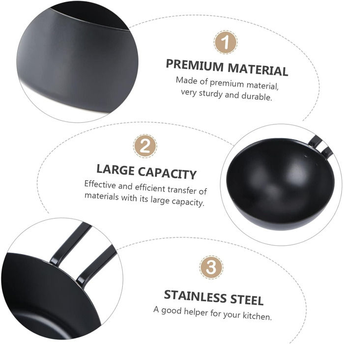 Cabilock 3-Piece Stainless Steel Measuring Cups Measuring Spoons Milk Scoop Measuring Spoons Baking Kitchen Helpers Set Cooking Utensil Set Scoop Stainless Steel Rice Scoop Stainless Steel Black 9 Pieces * 3