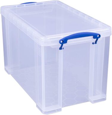 Really Useful Plastic Storage Box, lightweight, robust, stackable, 24 Liters, 290 x 465 x 270 mm, transparent