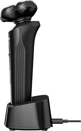 Електричний чоловічий бритва Grundig ProClub MS 9130 з датчиком BeardCare, леза з титану, вологе/сухе гоління, тример для довгої щетини, корпус з 61% переробленого пластику, матовий чорний/червоний