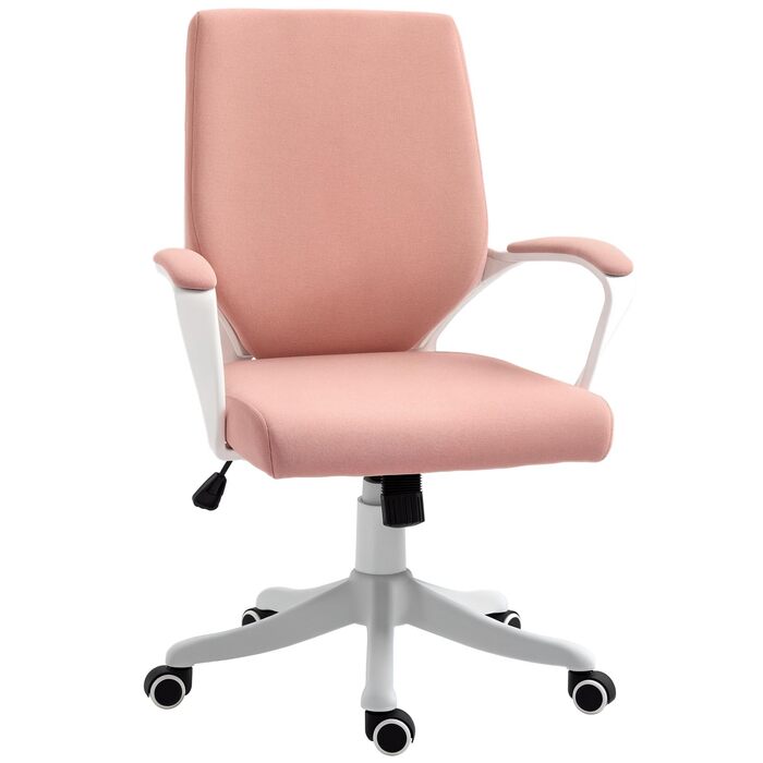 Крісло офісне Vinsetto: ергономічне, з регулюванням висоти, з підлокітниками, рожево-біле