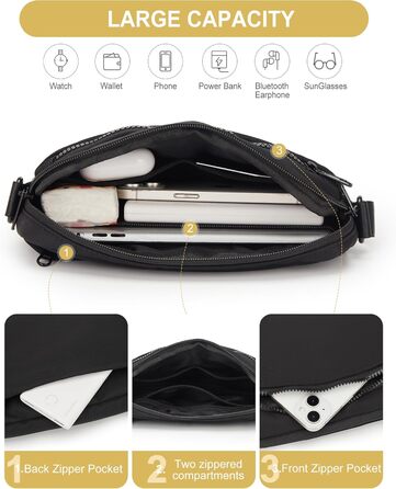 Чоловіча та жіноча поясна сумка Bauchtasche SZSYCN для спорту та активного відпочинку (чорна)