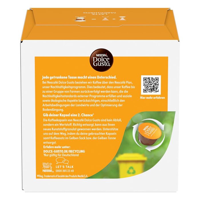 Кавові капсули Nescafé Dolce Gusto Latte Macchiato, середній обсмал, набір 3х15 порцій (45 капсул), 550 г