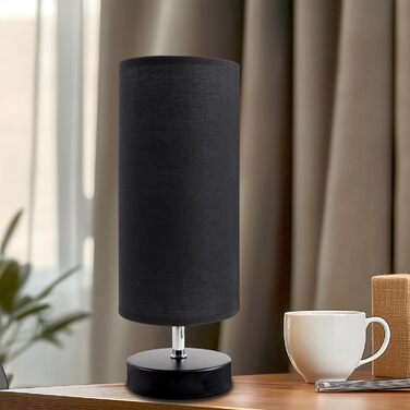 Настільна лампа чорного кольору 2 шт. з LED-лампочками 6W, патрон E27, вимикач на кабелі, 3 колірні температури (3000K/4000K/6500K) з функцією пам'яті, сучасна LED-лампа для спальні/вітальні, 2 лампочки в комплекті