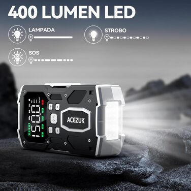 Портативний пусковий пристрій для автомобіля з повітряним компресором 8000A/150PSI (12V, для бензинових та дизельних двигунів) з LCD-дисплеєм M03