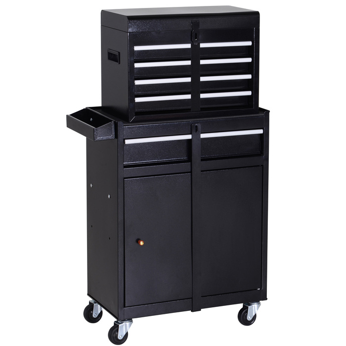 DURHAND Tool Trolley with 5 Drawers and 360° Wheels, Metal, 52.5x28x104.5cm, Mobile & Space-Saving for Workshop