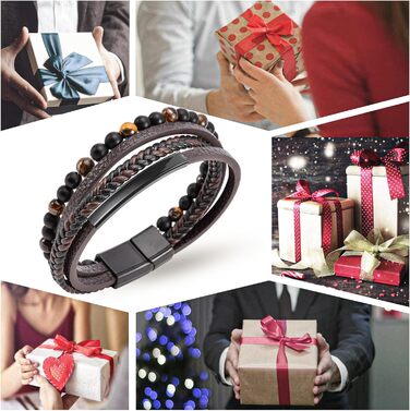 Чоловічий шкіряний браслет: стильний аксесуар для чоловіків. Браслет на руку з натуральної шкіри, 19-23 см, коричневий/чорний. Ідеальний подарунок на День батька.