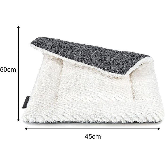 Килимок-підстилка Lionto для собак та котів, теплий, з підкладкою, 60x45 см, сірий. Миючий, з міцною та пухнастою стороною, захист від холоду для тварин будь-якого розміру.