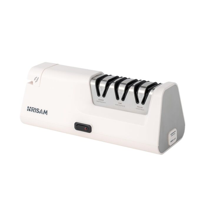 Електричний точило для ножів Messerschärfer – 2-ступенева система шліфування, для кухонних та керамічних ножів, з кутозапобіжником, професійний