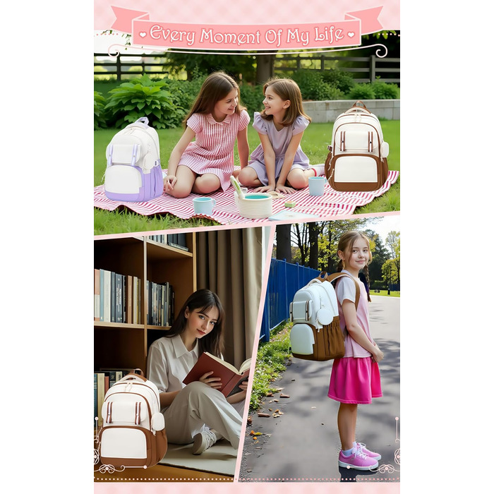 Шкільний рюкзак Aryan для жінок, 17 дюймів, легкий, з відділенням для ноутбука, сумка для жінок, підлітків, дівчаток та хлопців, для подорожей, навчання та роботи (колір: коричневий)