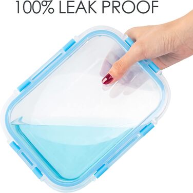 Набір з 10 скляних контейнерів для зберігання продуктів, з кришкою, BPA-Free, підходить для мікрохвильової печі, морозильника та посудомийної машини, різнокольорові