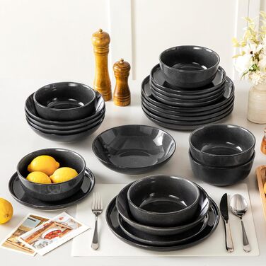 Набір посуду Steingut vancasso ANYA (48 предметів) – сучасний сервіз для 6 осіб (сірий)