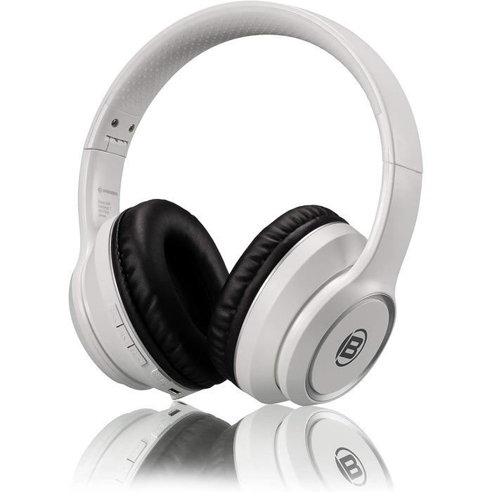 Навушники Bresser Bluetooth Over-Ear з мікрофоном для геймінгу та дзвінків, 3.5 мм, білі