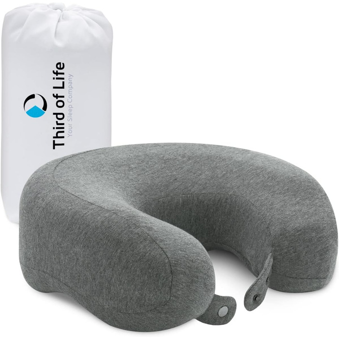 Ортопедична подушка для шиї RONDAR з ергономічної піни Memory Foam для подорожей літаком і авто, з дихаючим чохлом, проти болю в шиї