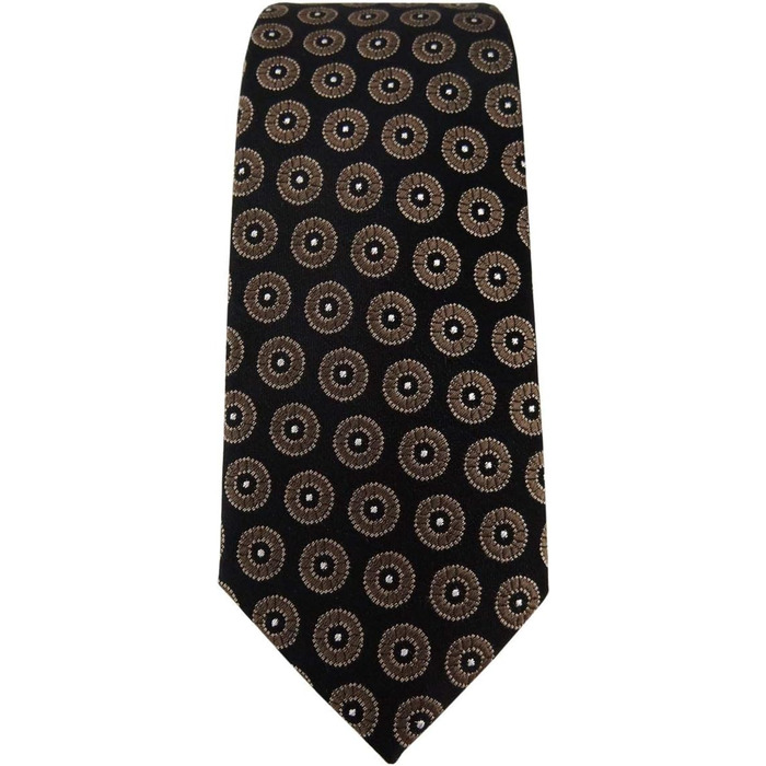 Краватка чоловіча TigerTie вузька шовкова в крапку (темно-коричневий, срібний)