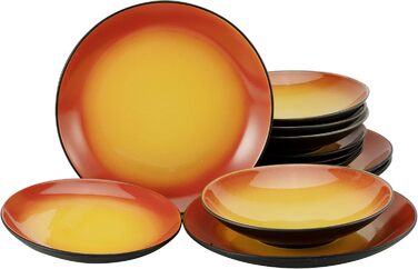 Набір посуду CreaTable HOT GREEN, 16 предметів, серія Kombiservice, кераміка, для посудомийної машини та мікрохвильової печі